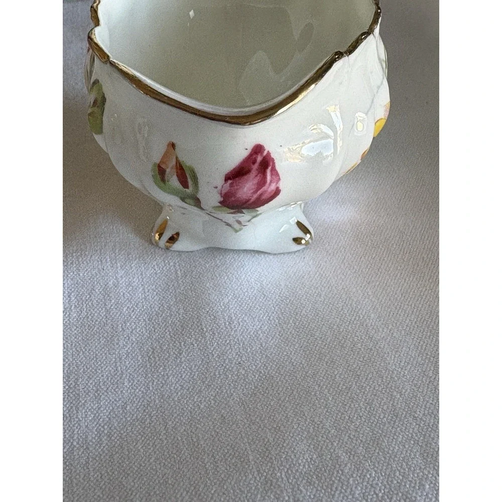 Hammersley Morgans Yellow Rose Sugar Creamer Bone China England Gold‎ Trim VTG